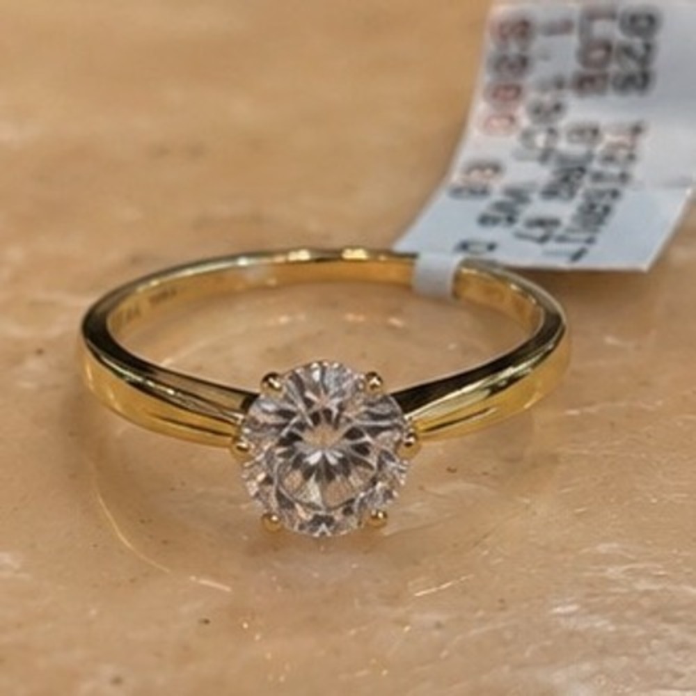 Moissanite 1.13ct VVS Round Solitaire Ring 925 Sterling Silver Gold Tone Size 7